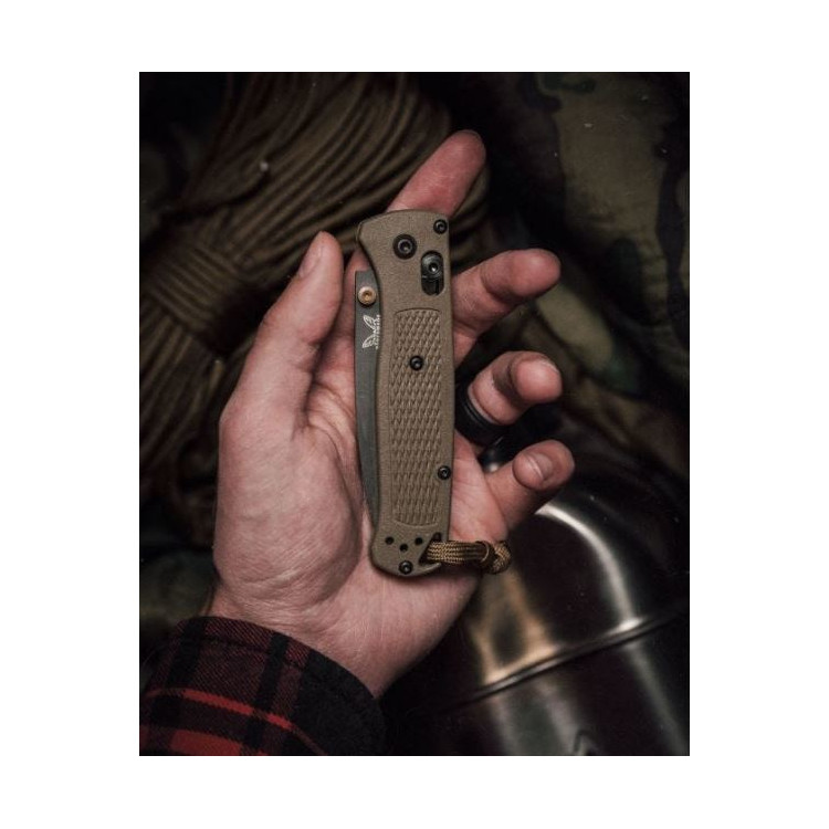 Benchmade Bugout Non-Serrated Gray Cerakote Drop Point - Axis Lock/Thumb Stud - Image 4